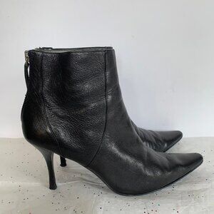 Calvin Klein Kathy Black Leather Pointed Toe Ankle Boot - 7.5 Y2K era READ FLAW